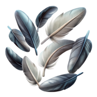 impressive contemporary Group of Feathers Falling Isolated with Varied Textures high resolution png