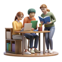 magnificent minimalist Group of Students Studying Together in Library Isolated high resolution png