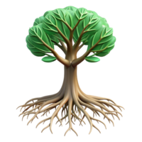 extraordinary minimalist Growing Tree with Deep Roots Stability Symbol Transparent Background high resolution png