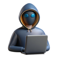 dramatic artistic Hacker Silhouette in Front of Computer Isolated Element 4K png