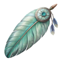 dramatic abstract Hand Drawn Feather with Dreamcatcher Details Transparent 4K png