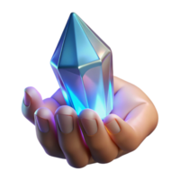 beautiful abstract Hand Holding a Crystal with Bright Lighting Transparent Background 4K png