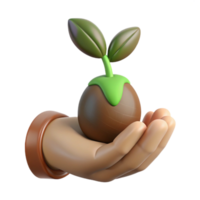 serene rustic Hand Holding a Seed Growth Potential Concept Brown Seed Isolated premium png