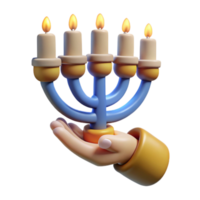 serene minimalist Hand Holding Lit Hanukkah Menorah Nine Branches Isolated Element genuine png