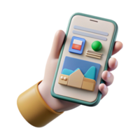 serene rustic Hand Holding Smartphone with Website Design Mockup Isolated high resolution png