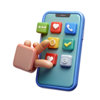 dramatic rustic Hand Pointing to Social Media Icon on Smartphone Transparent authentic png