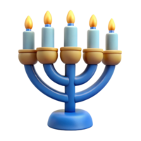 wonderful classic Hanukkah Menorah with Lit Candles Transparent Background 4K png