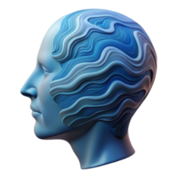 magnificent abstract Head Silhouette with Calm Waves Transparent Background detailed png