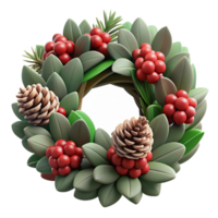 extraordinary rustic Holiday Wreath with Pine Cones and Berries Isolated Element high quality png
