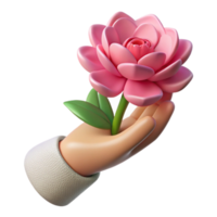 deslumbrante contemporâneo humano mão segurando flor Rosa matizes Cortar fora Alto qualidade png