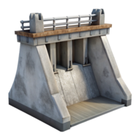 serene artistic Hydroelectric Dam Front View Grey Concrete Isolated Element high resolution png