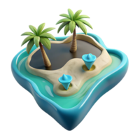 wonderful rustic Island Paradise with Turquoise Water Isolated Element high resolution png