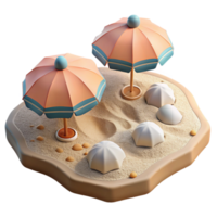 magnificent classic Isolated Beach with Umbrellas and Chairs Transparent Background premium png