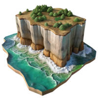 beautiful minimalist Isolated Coastal Cliffs with Waves Crashing Below Aerial Shot authentic png