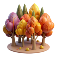 serene classic Isolated Forest with Colorful Autumn Leaves Transparent Background high resolution png