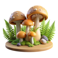 impressive contemporary Isolated Forest with Mushrooms and Ferns Transparent Background professional png