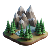 elegant rustic Isolated Mountain Landscape with Pine Trees Transparent Background high resolution png