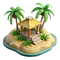 extraordinary creative Isolated Tropical Island with Palm Trees Transparent Background authentic png