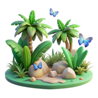 impressive abstract Isolated Tropical Jungle with Waterfall Transparent Background authentic png