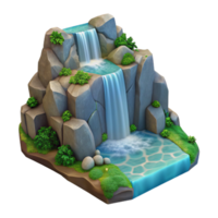 stunning artistic Isolated Waterfall Cascading Down Rocks Aerial Shot high quality png