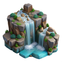 dramatic minimalist Isolated Waterfall Cascading Down Rocks Aerial Shot detailed png