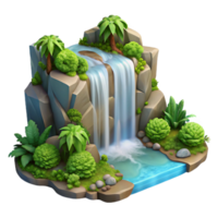 vibrant classic Isolated Waterfall with Lush Greenery Transparent Background high quality png