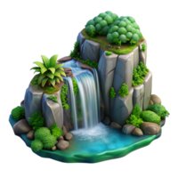 serene minimalist Isolated Waterfall with Lush Greenery Transparent Background genuine png