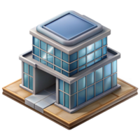 serene rustic Isometric Building Modern Glass and Steel Cutout detailed png