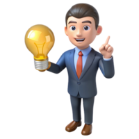 vibrant abstract Isometric Businessman with Idea Lightbulb Transparent Background authentic png