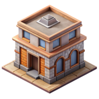 beautiful traditional Isometric Building Transparent Background 4K png
