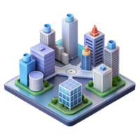 serene contemporary Isometric Cityscape with Digital Marketing Network Isolated high resolution png