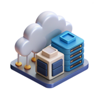 vibrant minimalist Isometric Data Center with Cloud Computing for Digital Marketing Transparent 4K png