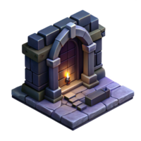 impressive minimalist Isometric Dungeon Entrance Dark and Shadowy Cutout Element authentic png