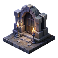 vibrant modern Isometric Dungeon Entrance Dark and Shadowy Cutout Element authentic png