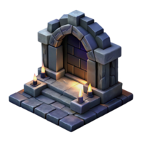 magnificent abstract Isometric Dungeon Entrance Dark and Shadowy Cutout Element detailed png