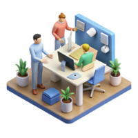 dramatic modern Isometric Startup Team at Work Transparent Background high resolution png
