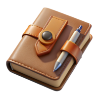 stunning artistic Journal with Pen Top View Isolated with Realistic Leather Texture authentic png