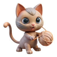 serene creative Kitten Playing with Yarn Ball Transparent Background exclusive png