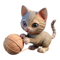 impressive traditional Kitten Playing with Yarn Ball Transparent Background genuine png