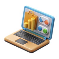 extraordinary modern Laptop with Business Presentation on Screen Isolated on Transparent Background exclusive png