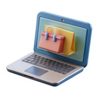 magnificent abstract Laptop with Online Shopping Website Isolated on Transparent Background authentic png