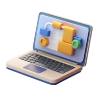 dramatic rustic Laptop with Project Management Software Isolated on Transparent Background original png