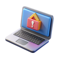 elegant creative Laptop with Security Alert Popup Isolated on Transparent Background genuine png