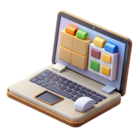 beautiful abstract Laptop with Project Management Software Isolated on Transparent Background high quality png