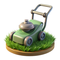 vibrant minimalist Lawn Mower Side View Green Grass Transparent high quality png