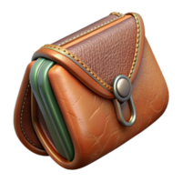 serene minimalist Leather Purse with Zipper Transparent Background high quality png