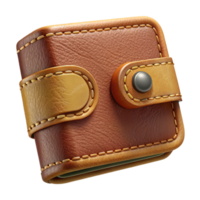 impressive vintage Leather Wallet Brown Stitching Transparent Background authentic png