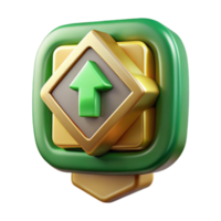 stunning abstract Level Up Icon Green and Gold Transparent Background high resolution png