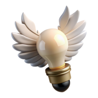 dramatic rustic Lightbulb with Wings Inspiration Concept White Feathers Isolated high resolution png