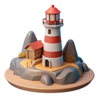 elegant traditional Lighthouse on Coastline Scenic View Isolated authentic png
